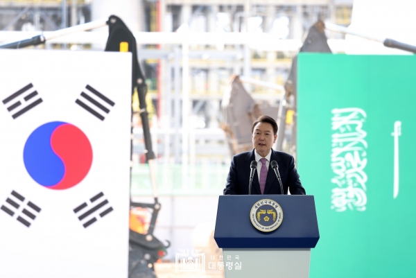 9일 윤석열 대통령은 S-OIL 샤힌 프로젝트 기공식에 참석했다.(사진=대통령실)