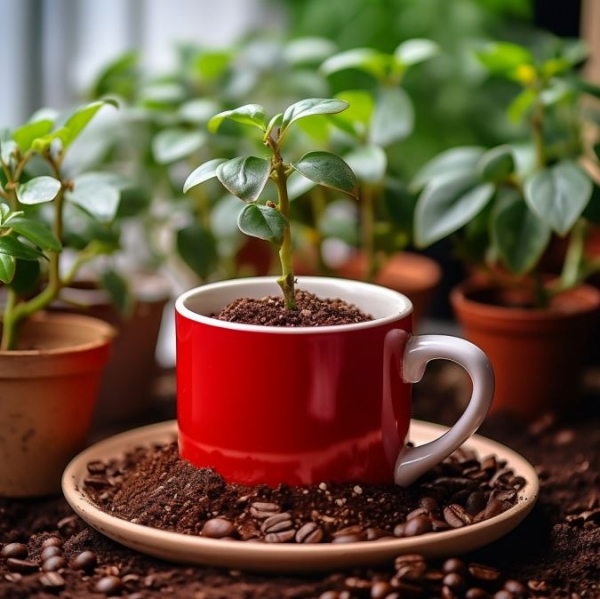 커피박을 활용한 친환경 조경 토양개량제를 사용한 화분(사진=포스코이앤씨 제공)