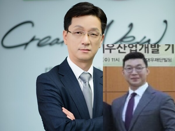 사진 오른쪽은 한재준 이사, 왼쪽은 이상영 회장이다.(사진=대우산업개발 제공)